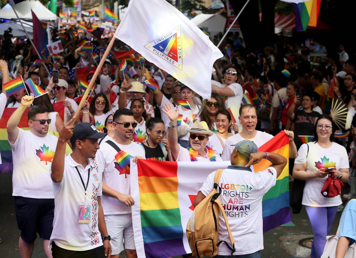 (June 22 2024)………On Saturday, June 22, 2024, Quezon City Mayor Joy Belmonte with ambassador from Different country, and Thousands of LGBTQIA+ members join the Love Laban Pride March 2024 held in Quezon City  the "Love Laban 2 Everyone!" Pride PH Festival 2024. which will honor members of the LGBTQ+ community and call for the passage of the SOGIE (sexual orientation, gender identity, and expression) equality bill.………..Photo/Analy Labor